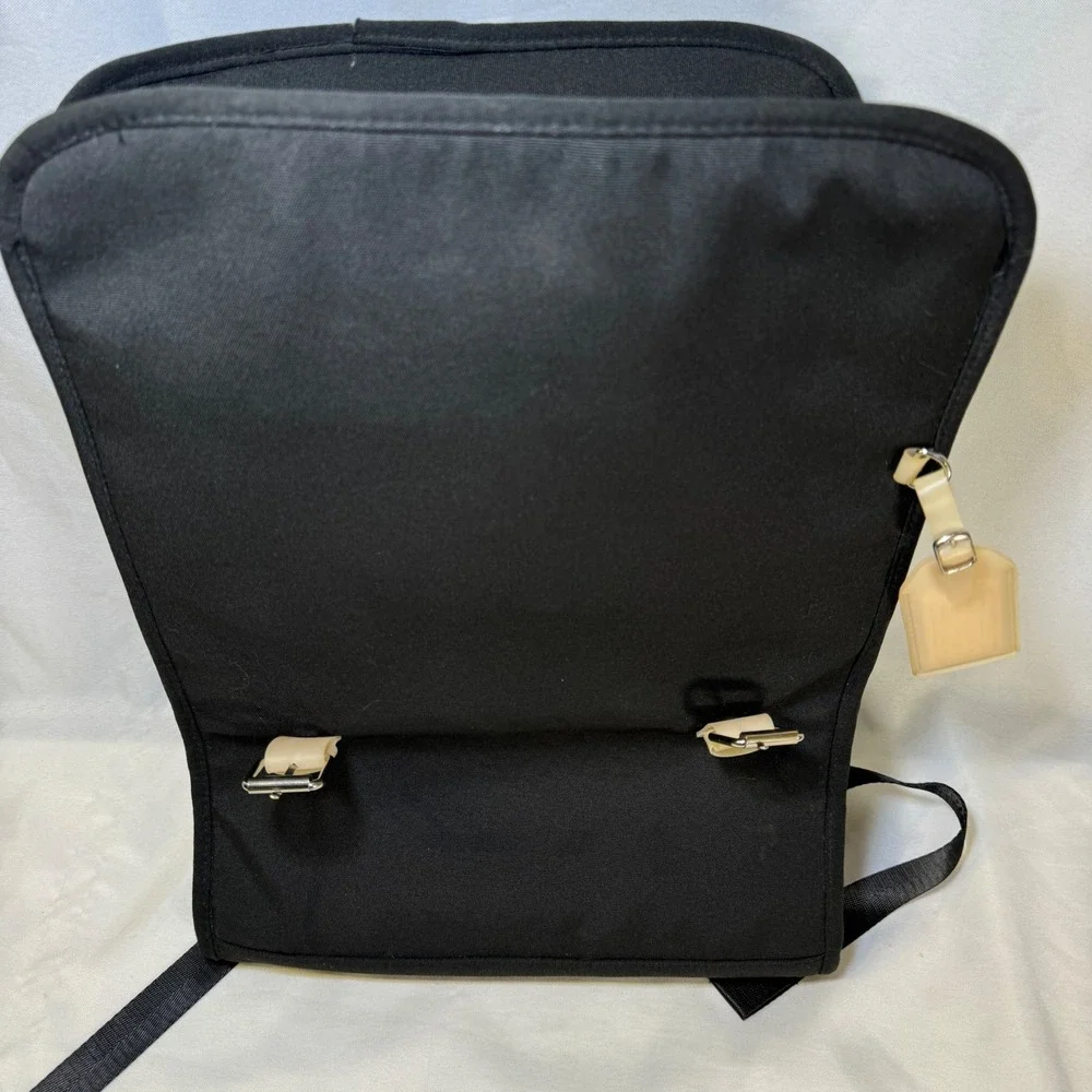 Acmebon Black Canvas Minimalist Backpack with Cream Straps and Tan Lining